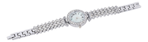 Elegante Conjunto De Reloj Y Pulsera Plateados Con Diamantes