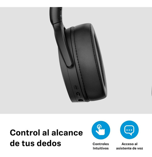Imagen 6 de 7 de Audífono Sennheiser Bluetooth 5.0 Hasta 30 Hrs Negro Hd 450