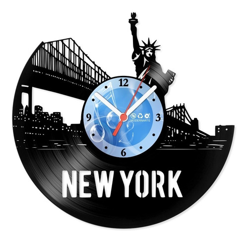 Relógio De Parede Disco Vinil Lugares New York - Vlu-041