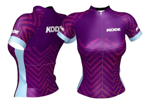 Camisa Ciclismo Feminina Kode Miss Roxa/azul Manga Curta 