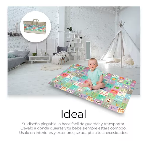 Alfombra de juego para bebé, 79 x 59 pulgadas para bebé, tapete de juego  plegable reversible para suelo, tapete de juego para niños, tapete de juego