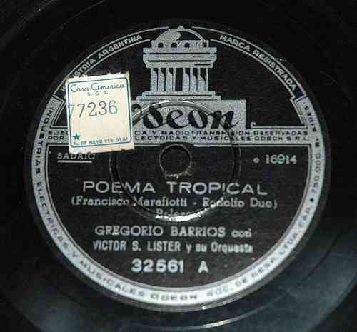 Gregorio Barrios Con Victor S. Lister Y Orq. ( 78 Rpm )