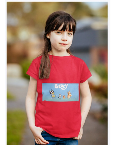 Polera Unisex Infantil Bluey Perrito Familia About Estampado