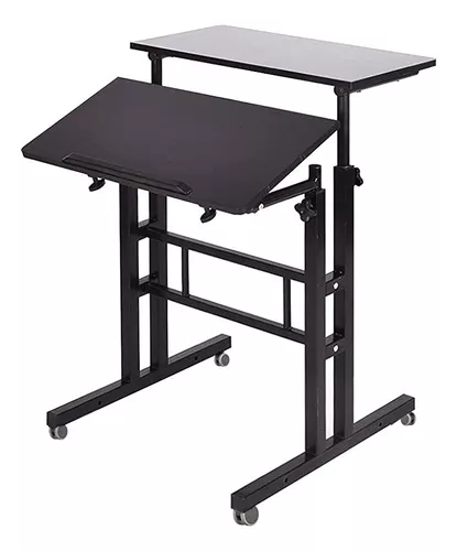 Dripex-mesa auxiliar con ruedas para ordenador portátil, mesa de PC  ajustable en altura, color marrón