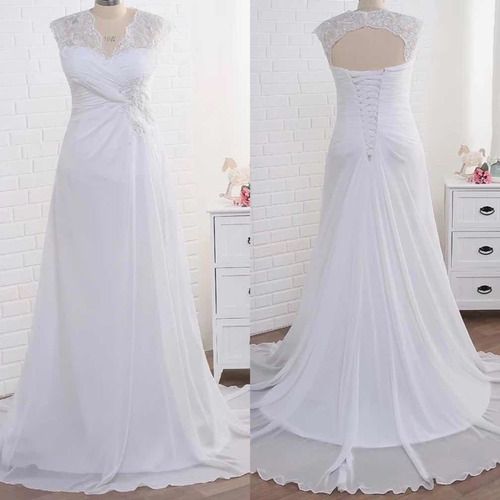 Promoção Plus Size Vestido De Noiva Evasê Drapeado Callista