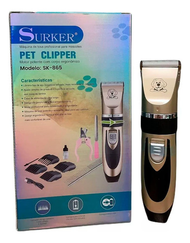 Maquininha Kit Tosa Pet Aparador Recarregável Cachorro Gato