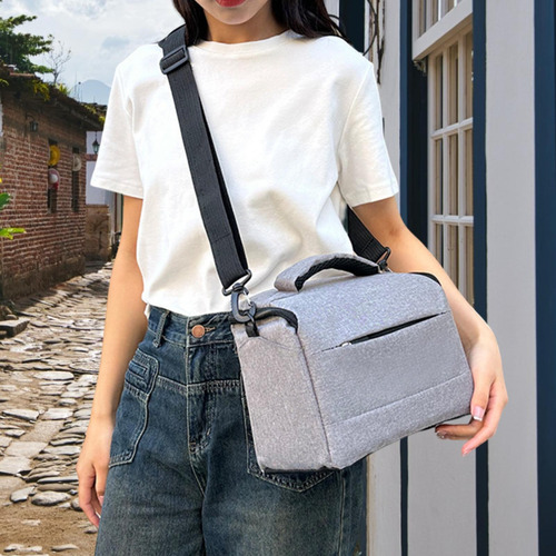 Bolso Bandolera Para Cámara, Bolsa De Gris Grande