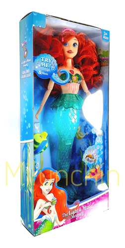 Sirenita C/luces Sonido Canta + Pez Flounder + Peine Corona