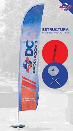 Bandera Publicitaria 3.4m Paq De 10 Estructura Tipo Pluma 