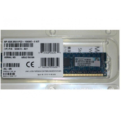 Pc3-10600e Ddr3 619488-b21 Hp 4gb 500210-071 537755-001