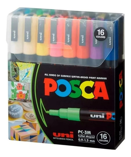 * Rotuladores Posca Uni Pc, Bolígrafos De 3 M, 16 Colores