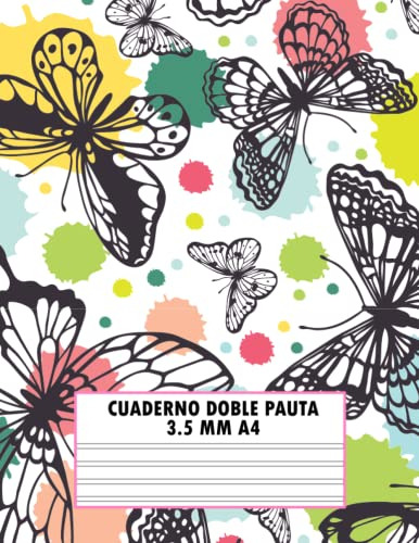 Cuaderno Doble Pauta 3 5 Mm A4 De Mariposas: Libretas Doble