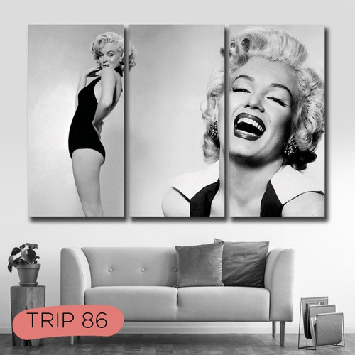 Cuadro Marylin Monroe Trípticos 60x90 Canvas Moderno Marilyn