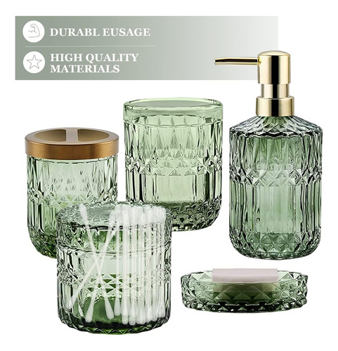 Juego Completo De 5 Piezas De Accesorios De Baño Verdes, Dis