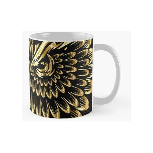 Taza Copia De El Gran Búho Dorado De Cerca Calidad Premium