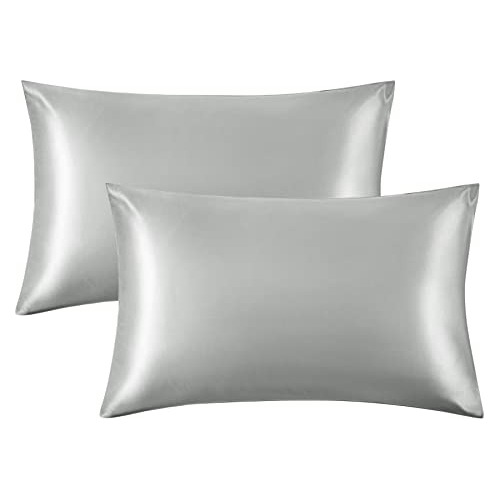 Juego De Fundas Para Almohada Satin Color Plateado