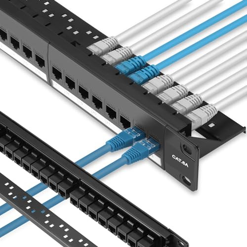 Panel De Conexiones De 24 Puertos Cat6a Con Soporte Keystone