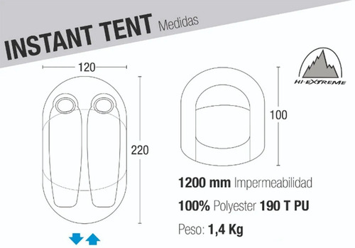 Imagen 3 de 6 de Carpa 2 Personas Impermeable Auto Armable Pop-up Hi-extreme