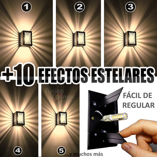 Imagen 3 de 10 de Aplique Pared Interior Bidireccional Moderno Efecto Estelar