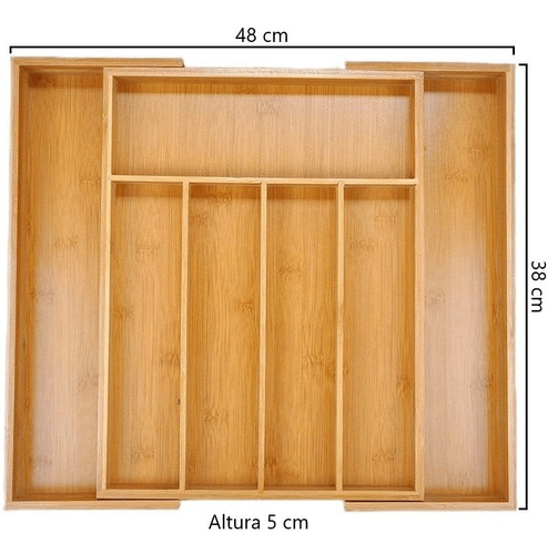 Imagen 4 de 10 de Porta Cubiertos Cubertero Organizador Extensible Bambu Cajon