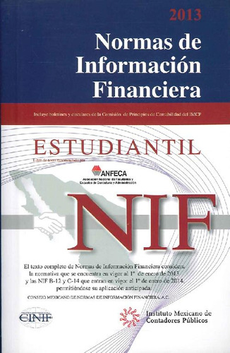 Libro Normas De Información Financiera Nif De Imcp Instituto