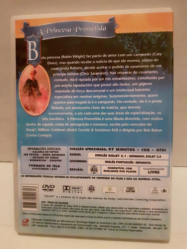Dvd Filme A Princesa Prometida Rob Reiner Música M. Knopfler (Usado)