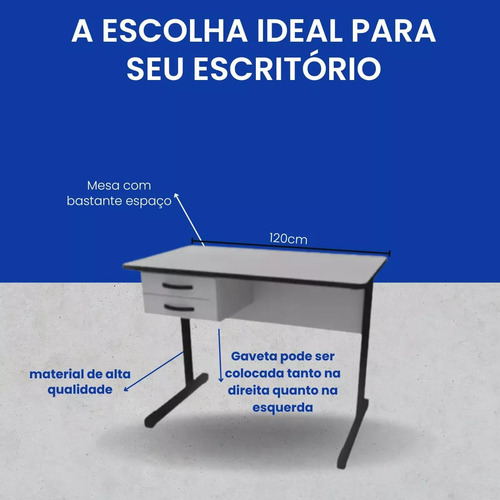 Mesa De Escritório Com 2 Gavetas, Com Chaves Home-office