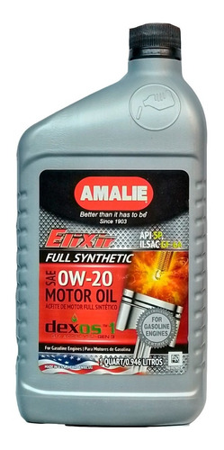 Lubricante Aceite Amalie 0w20 Sintetico Elixir Dexos1 946ml