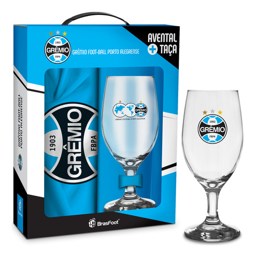 Conjunto Taça Windsor 330ml E Avental Futebol Times - Grêmio