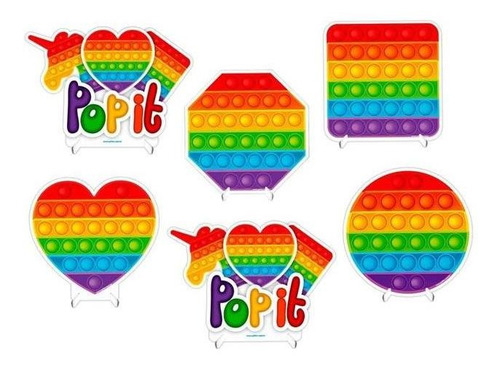 Display Mesa Pop It Decoração Festa Fidget Toys Eva 6 Peças