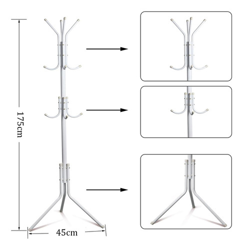 175cm Perchero De Metal Con 12 Ganchos Para Dormitorio