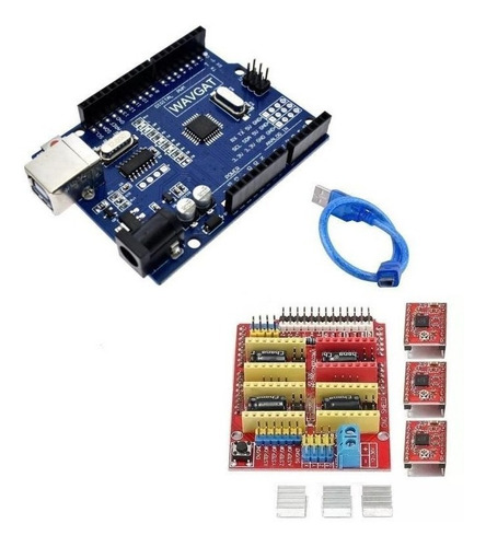 Arduino Uno R3 +shield Cnc+ 3 Drivers A4988 Para Arduino