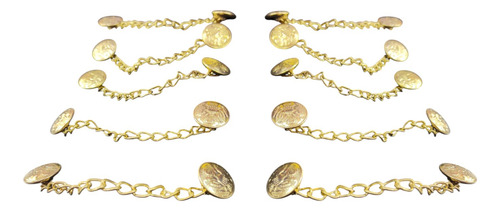 50 Pzs Boton Con Cadena Para Traje De Charro O Mariachi Dorado