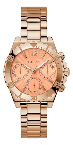 Reloj De Mujer Marca Guess Ladies Correa Oro Rosa3 Bisel Dorado Fondo Dorado