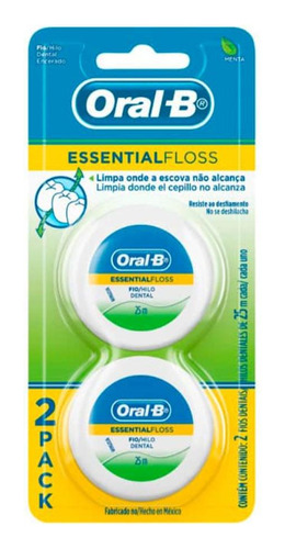 Hilo Dental Oral B Essential Floss 25m Pack X2 Unidades