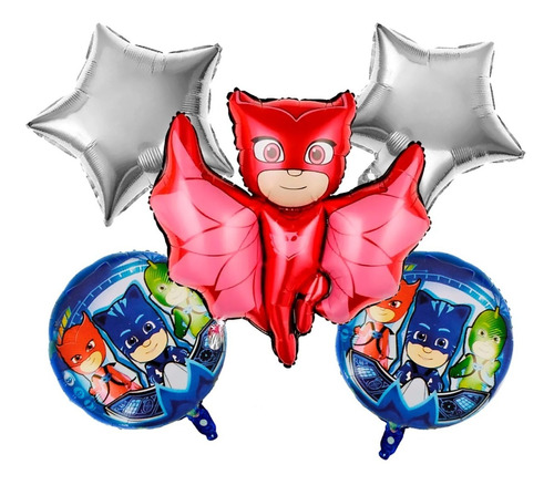 Kit 5 Pzs Globos Metalicos De Heroes En Pijama Pj Mask 73cm