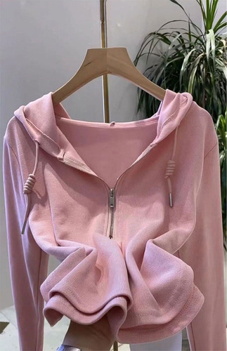 Sudadera Con Capucha De Manga Larga Para Mujer - Corte Ajust