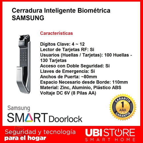 Cerradura Digital Biométrica Pull Push Samsung
