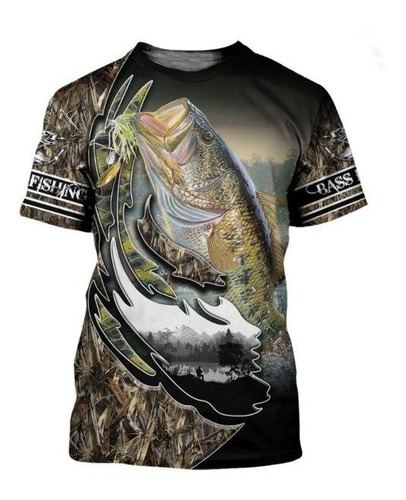Camiseta 3d Polera Pesca Pez Impresión