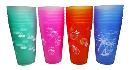 Set 6 Vasos Plásticos Resistentes Reutilizables Colores