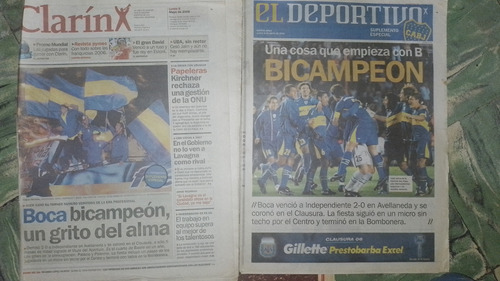 Diario Clarin Y El Deportivo - Boca Bicampeon - Año 2006
