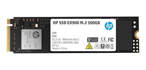 Imagen 1 de 3 de Disco sólido SSD interno HP EX900 2YY44AA 500GB
