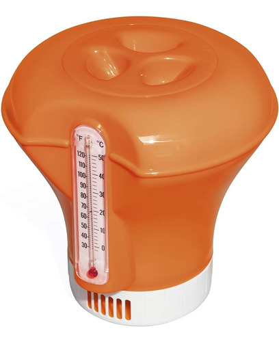 Flotador Quimico P/cloro En Pastillas C/termometro Naranja