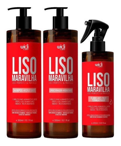 Kit Widi Care Liso Maravilha Shampoo Condicionador Fluido