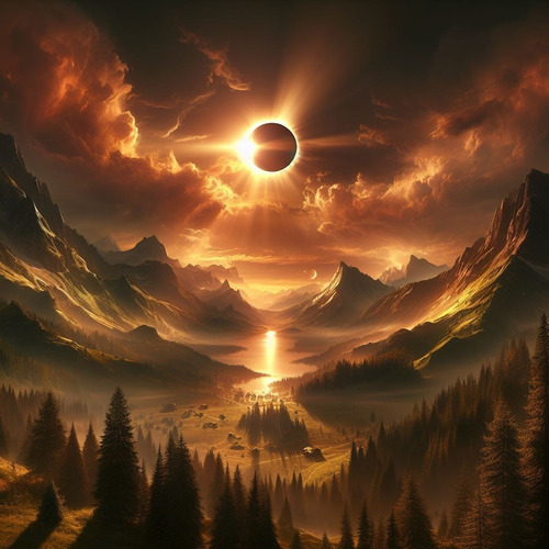 Obra De Arte Digital Eclipse Solar 50x50cm Pieza Única