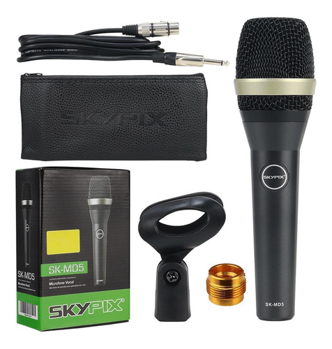 Microfone Profissional Dinâmico Com Fio Skypix Sk-m D5 Preto