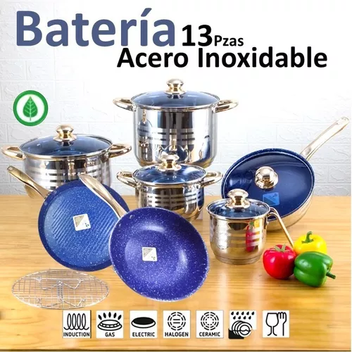 Bateria Cocina 13pz Acero Inox Antiadherent Ceramic Grunber