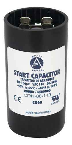 Condensador/ Capacitor De Arranque 80-106 Mfd 110v (88-108)