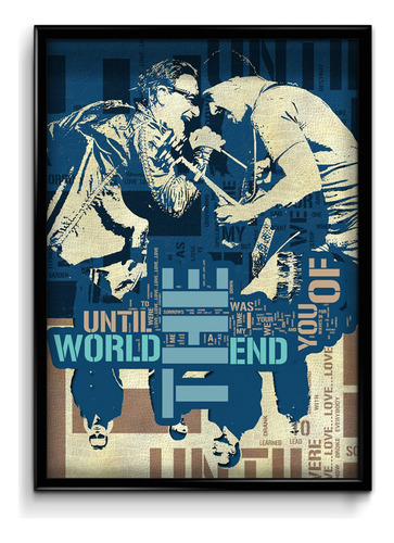 Cuadro U2 Poster Tour 30x40 (marco+lámina+vidrio)