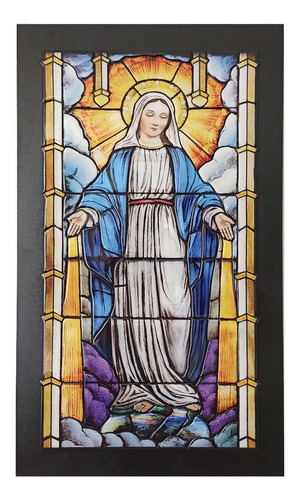 Cuadro Virgen Milagrosa Estilo Vitral